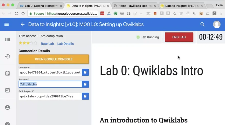 【Google ML】9 - Lab 0 - Intro to Qwiklabs - 每次在google雲端上開始lab前都要的事前準備與注意事項