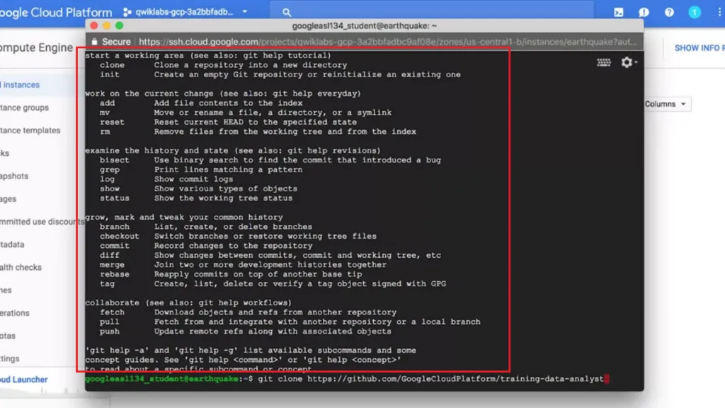 【Google ML】10 - Lab 1 - Rent-a-VM to process earthquake data - 在google雲端上分析地震資料與製圖,並儲存在雲端