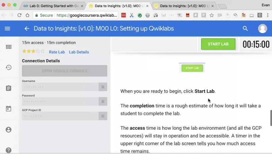 【Google ML】9 - Lab 0 - Intro to Qwiklabs - 每次在google雲端上開始lab前都要的事前準備與注意事項